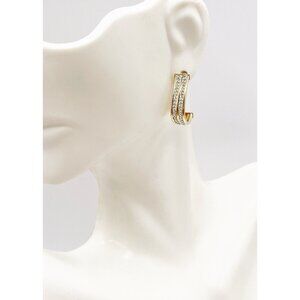 Vintage Jordan Mom 925 Sterling Silver Vermeil Crystal Hook Pierced Earrings